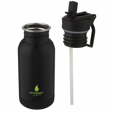 Logo trade advertising product photo of: Lina 400 ml stainless steel sport bottle with straw and loop