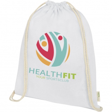 Logo trade business gift photo of: Orissa 140 g/m² organic cotton drawstring bag 5L