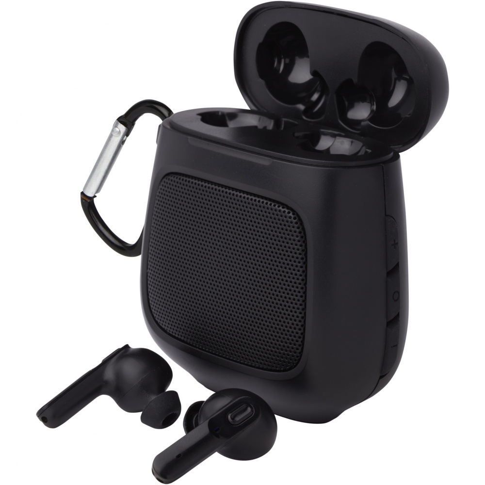 Logo trade promotional items image of: Remix auto pair True Wireless earbuds and speaker