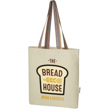 Logo trade business gifts image of: Rainbow 180 g/m² recycled cotton tote bag 5L