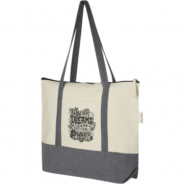 Logo trade promotional product photo of: Repose 320 g/m² recycled cotton zippered tote bag 10L