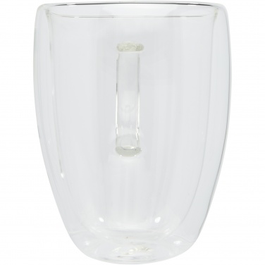 Logo trade promotional gift photo of: Manti 2-piece 350 ml double-wall glass cup with bamboo coaster 