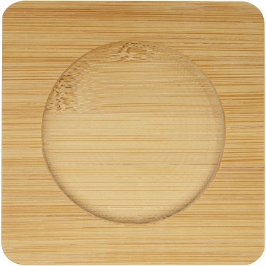 Logotrade corporate gift picture of: Manti 2-piece 350 ml double-wall glass cup with bamboo coaster 