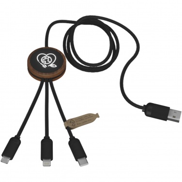 Logotrade corporate gifts photo of: SCX.design C36 3-in-1 rPET light-up logo extended charging cable with round bamboo casing