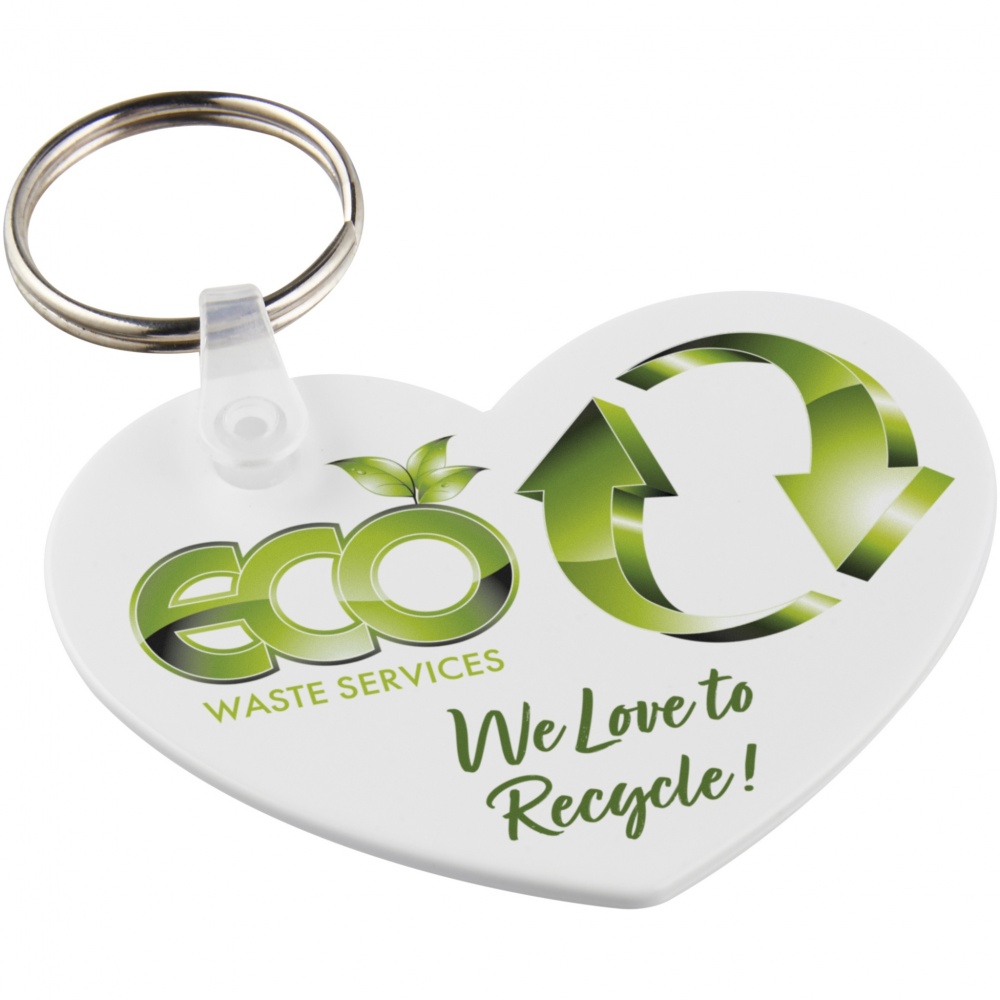 Logo trade business gifts image of: Tait heart-shaped recycled keychain