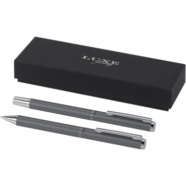Logo trade business gift photo of: Lucetto recycled aluminium ballpoint and rollerball pen gift set