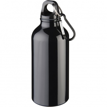 Logo trade promotional giveaway photo of: Oregon 400 ml RCS certified recycled aluminium water bottle with carabiner