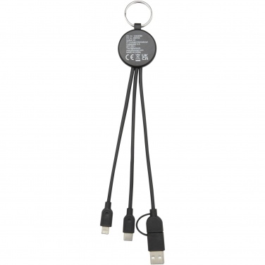 Logo trade corporate gift photo of: Tecta 6-in-1 recycled plastic/bamboo charging cable with keyring