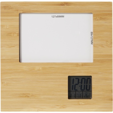 Logo trade promotional items image of: Sasa bamboo photo frame with thermometer