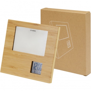 Logotrade promotional item image of: Sasa bamboo photo frame with thermometer