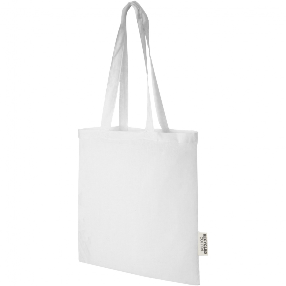 Logo trade business gifts image of: Madras 140 g/m2 GRS recycled cotton tote bag 7L