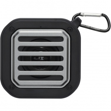Logotrade promotional item picture of: Solo 3W IPX5 RCS recycled plastic solar Bluetooth® speaker with carabiner 