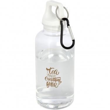 Logotrade advertising product picture of: Oregon 400 ml RCS certified recycled plastic water bottle with carabiner