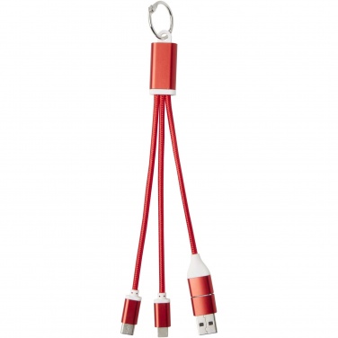 Logo trade corporate gifts picture of: Metal 4-in-1 recycled aluminium charging cable with keychain