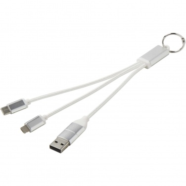 Logotrade advertising products photo of: Metal 4-in-1 recycled aluminium charging cable with keychain