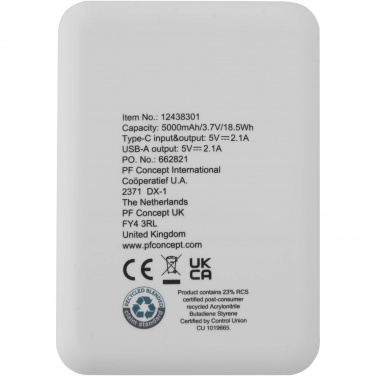 Logo trade promotional products image of: Asama 5000 mAh Type-C recycled plastic power bank