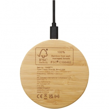 Logo trade business gift photo of: Essence 15W bamboo wireless charging pad