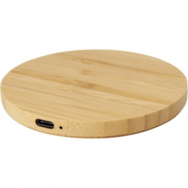 Logo trade promotional products image of: Essence 15W bamboo wireless charging pad
