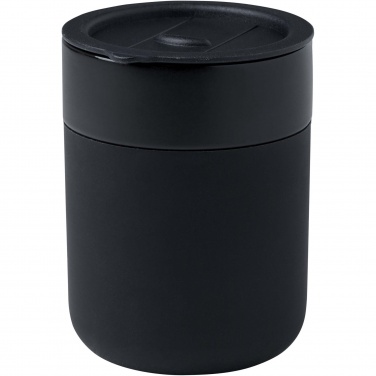 Logo trade promotional items image of: Java 330 ml ceramic tumbler with silicone wrap and plastic lid