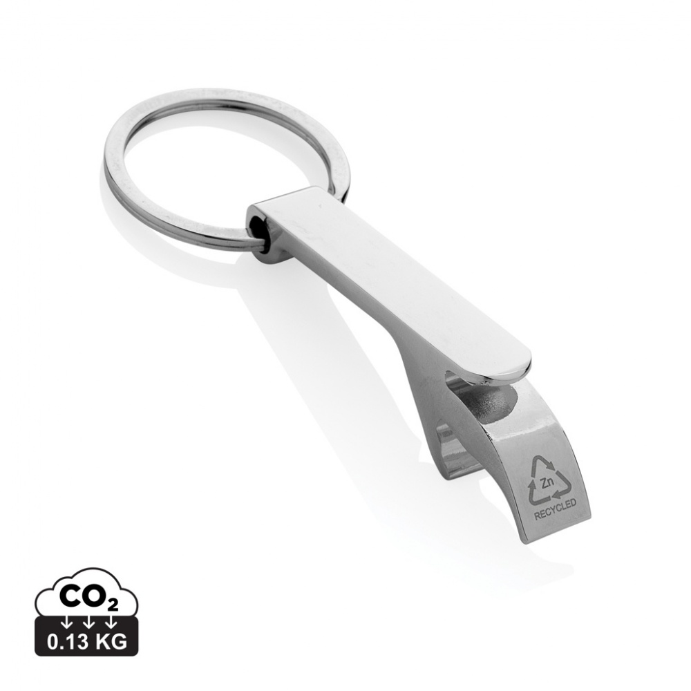 Logotrade promotional products photo of: RCS recycled zinc alloy bottle opener keychain