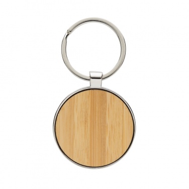 Logo trade corporate gifts picture of: RCS recycled zinc alloy round keychain with bamboo