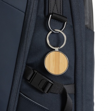 Logo trade promotional item photo of: RCS recycled zinc alloy round keychain with bamboo