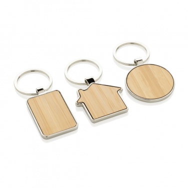 Logotrade promotional item image of: RCS recycled zinc alloy round keychain with bamboo