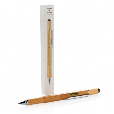 Logo trade promotional items image of: Bamboo 5-in-1 toolpen