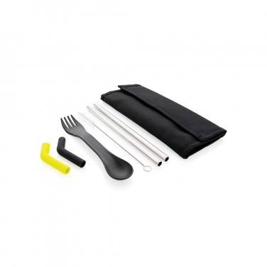 Logo trade promotional items picture of: Tierra 2pcs straw and cutlery set in pouch