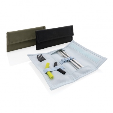 Logo trade promotional giveaway photo of: Tierra 2pcs straw and cutlery set in pouch
