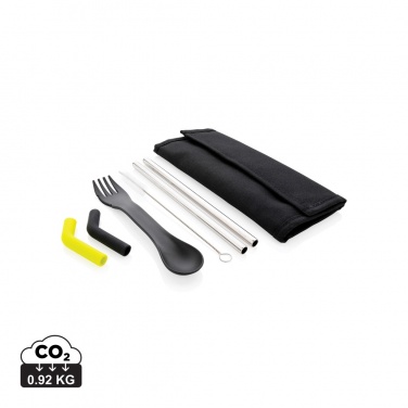 Logo trade promotional products picture of: Tierra 2pcs straw and cutlery set in pouch