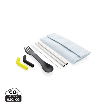 Logo trade corporate gift photo of: Tierra 2pcs straw and cutlery set in pouch