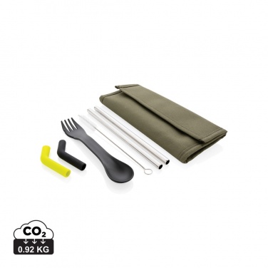 Logo trade promotional gifts picture of: Tierra 2pcs straw and cutlery set in pouch