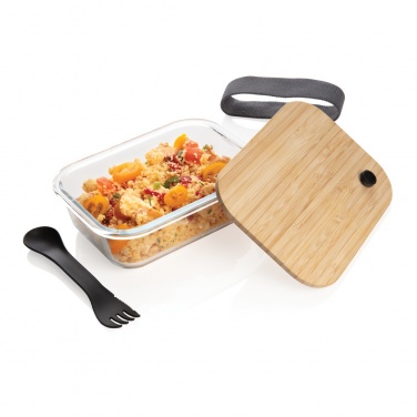 Logo trade promotional giveaway photo of: Glass lunchbox with bamboo lid