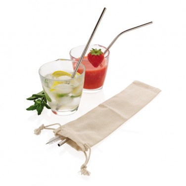 Logo trade promotional gifts image of: Reusable stainless steel 3 pcs straw set