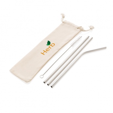 Logo trade business gift photo of: Reusable stainless steel 3 pcs straw set