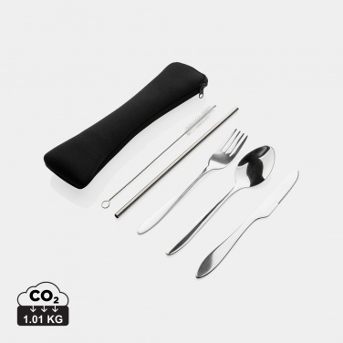 Logo trade promotional products image of: 4 PCS stainless steel re-usable cutlery set