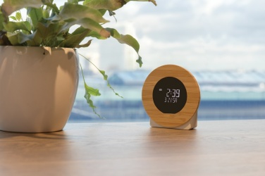 Logotrade promotional gift image of: Utah RCS rplastic and bamboo LCD desk clock