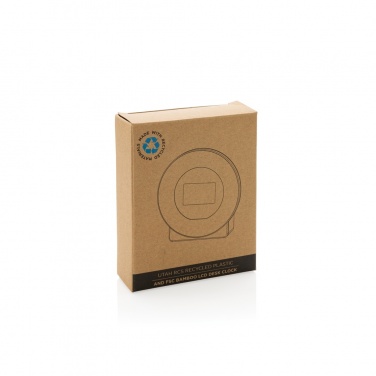 Logo trade advertising products picture of: Utah RCS rplastic and bamboo LCD desk clock