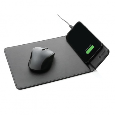 Logo trade promotional item photo of: Swiss Peak RCS recycled PU 10W wireless charging mousepad