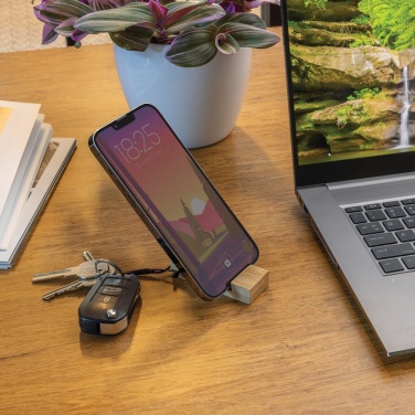 Logo trade corporate gift photo of: Standkey bamboo keychain phone stand