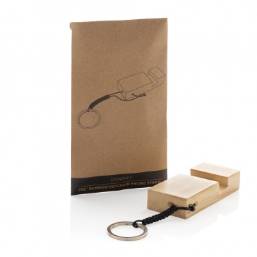 Logotrade corporate gifts photo of: Standkey bamboo keychain phone stand