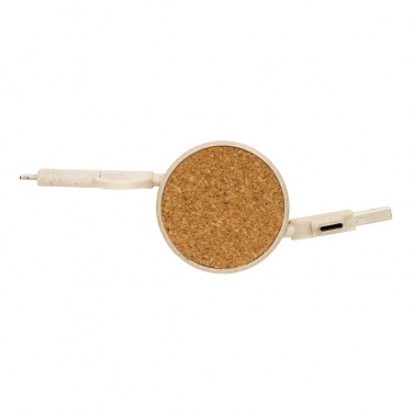 Logotrade promotional items photo of: Cork and Wheat 6-in-1 retractable cable