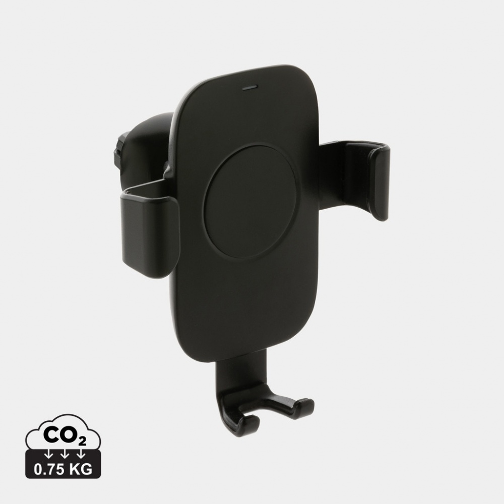 Logo trade advertising products picture of: RCS recycled plastic 10W wireless charging car holder