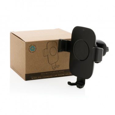 Logo trade promotional merchandise photo of: RCS recycled plastic 10W wireless charging car holder