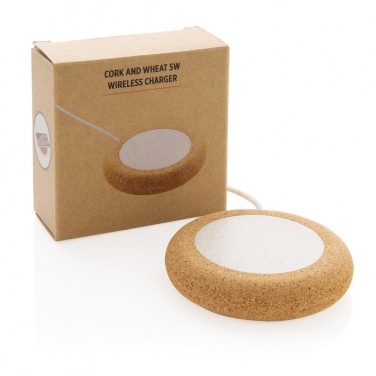 Logo trade promotional merchandise photo of: Cork and Wheat 5W wireless charger