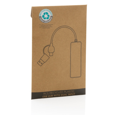 Logo trade promotional item photo of: RCS recycled plastic USB hub with dual input