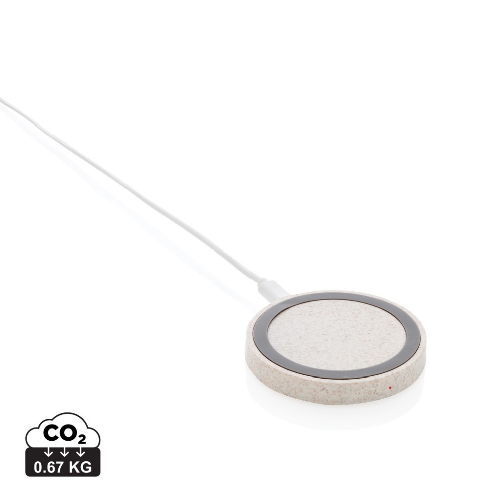 Logo trade advertising product photo of: Wheat Straw 5W round wireless charging pad