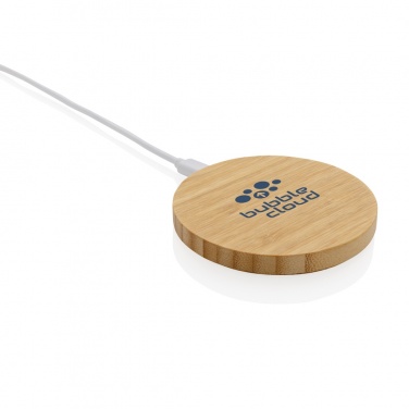 Logo trade promotional products picture of: Bamboo 15W wireless charger