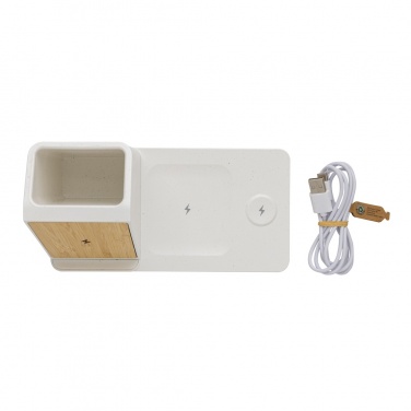 Logotrade promotional merchandise photo of: Ontario recycled plastic & bamboo 3-in-1 wireless charger